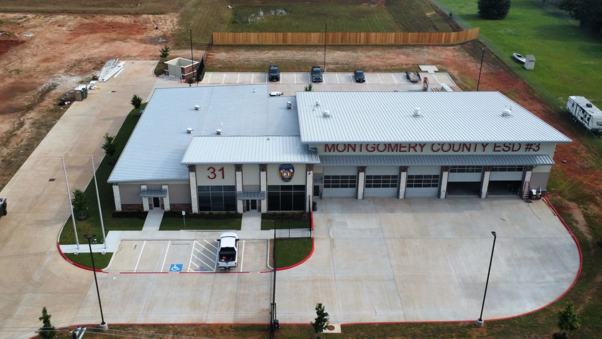 Montgomery County ESD 3 Fire Station #31 drone view - Montgomery City, TX