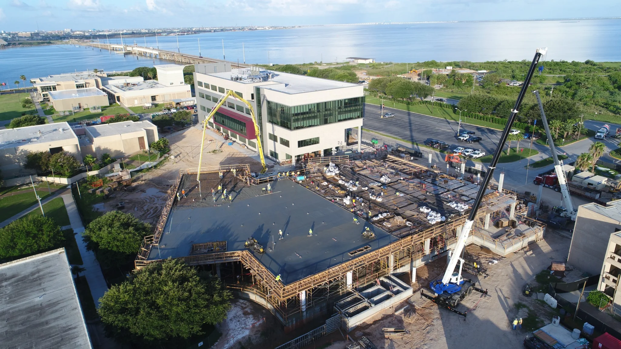 Texas A&M Galveston Academic Building Complex phase 2 construction drone view - Galveston, TX
